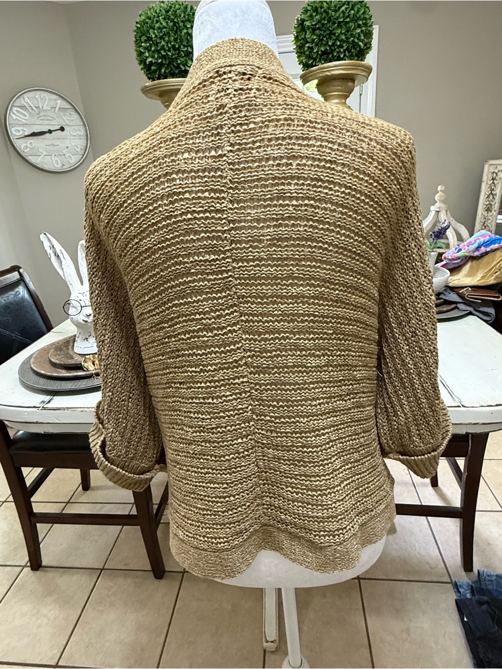 Ruby Rd. Tan‎ Open-Knit Single-Button Cardigan - Picture 4 of 6